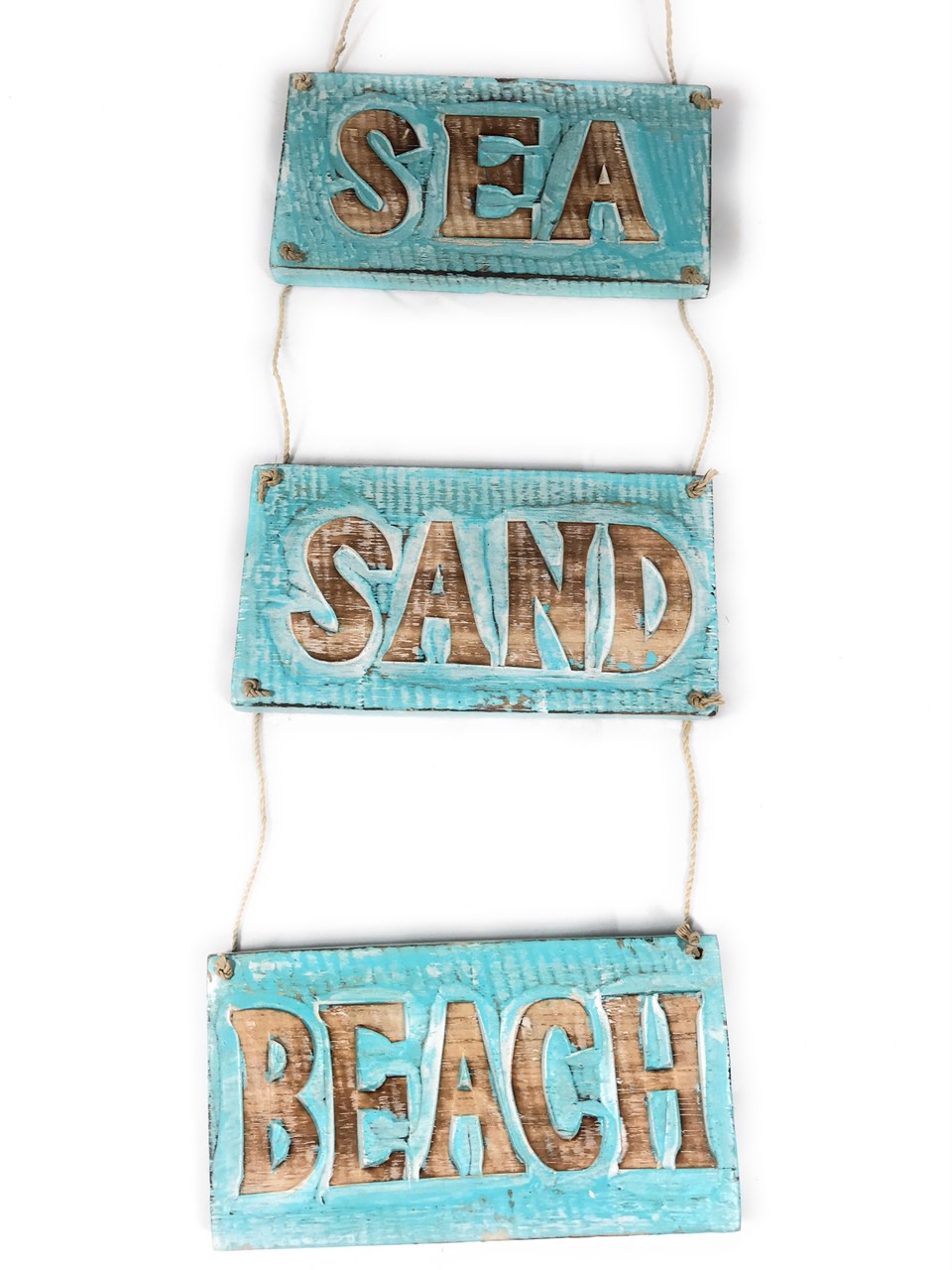 Sea, Sand, Beach Hanging Beach Sign 20" X 6" | #nik3213 Sea, Sand, Beach Hanging Beach Sign 20" X 6" | #nik3213